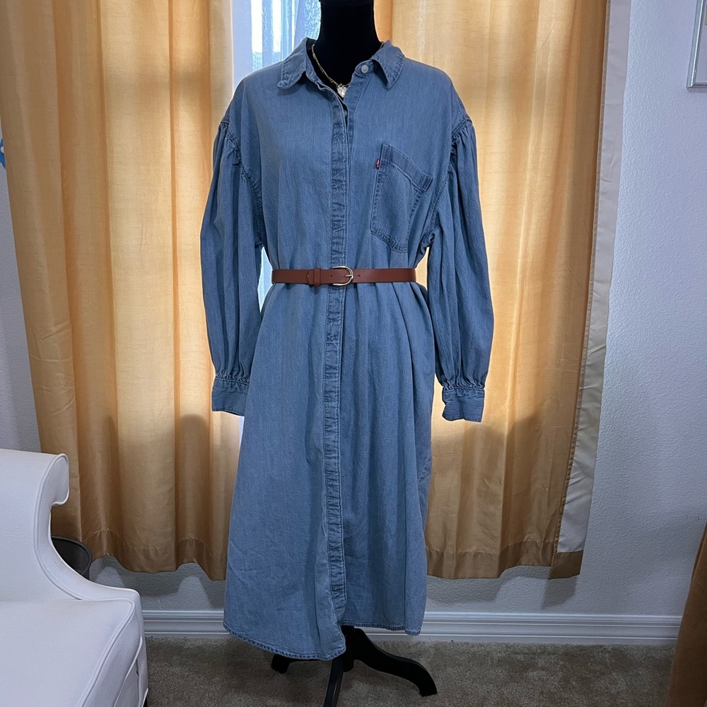 Levi's Blue Denim Dress with Brown Belt